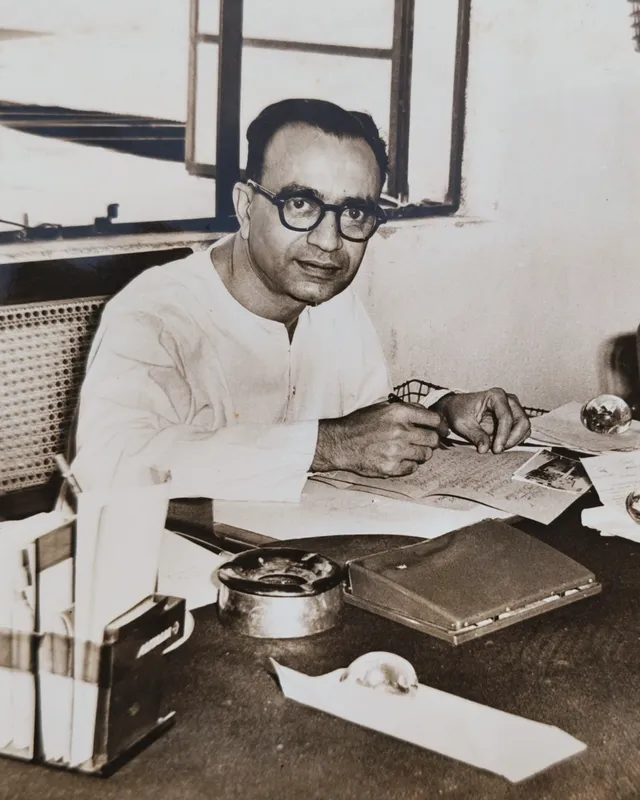 Padmashree Abid Ali Khan at his desk.